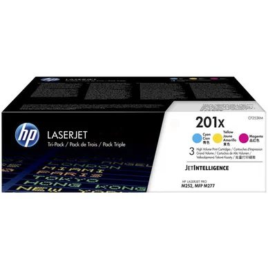 HP 201X High Yield -laservärikasettipakkaus, syaani, magenta, keltainen, 3 kpl