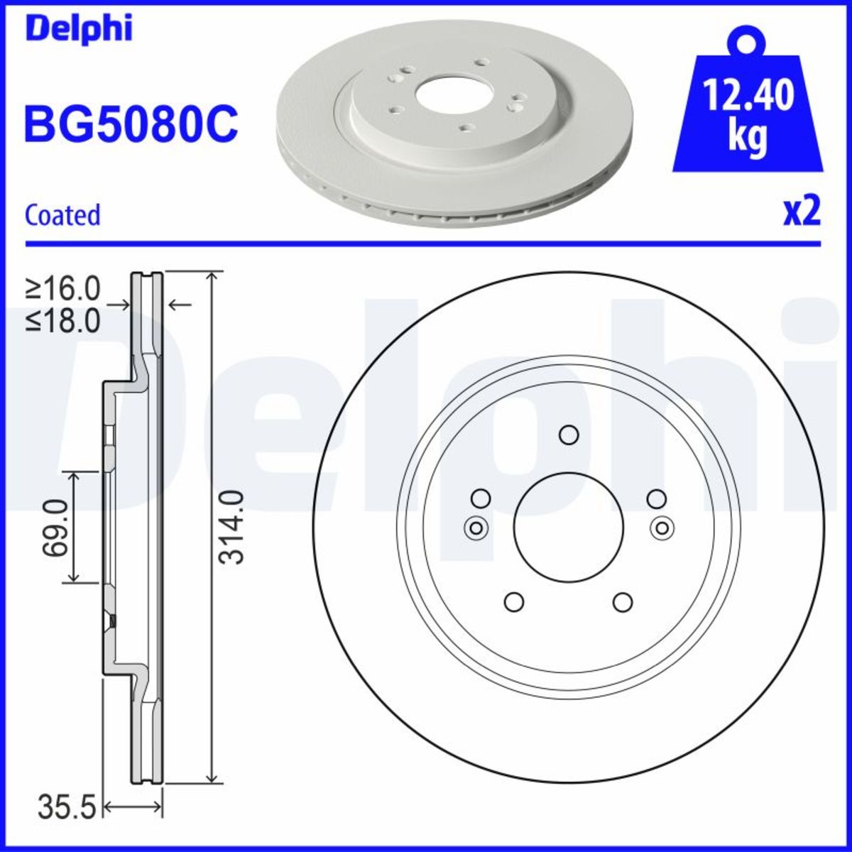 Jarrulevy DELPHI BG5080C