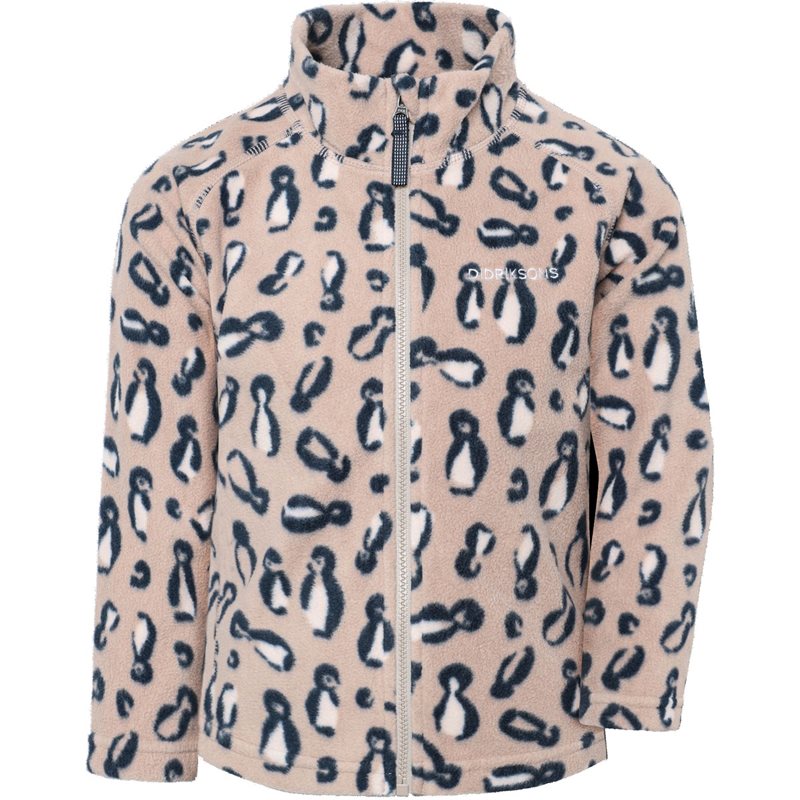 Didriksons Monte Printed Kids' Full-Zip Penguino Beige - 120