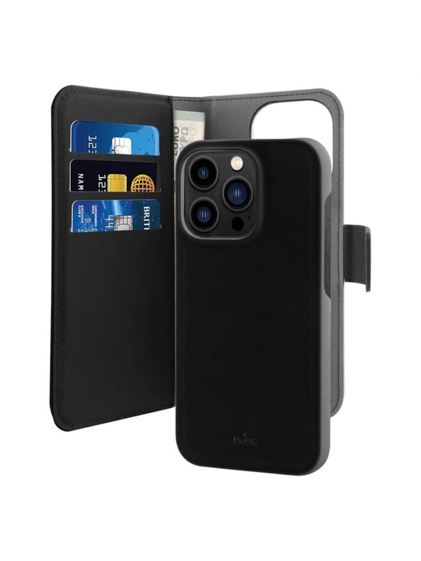 Puro iPhone 14 Pro Max Eco-Leather wallet, Black