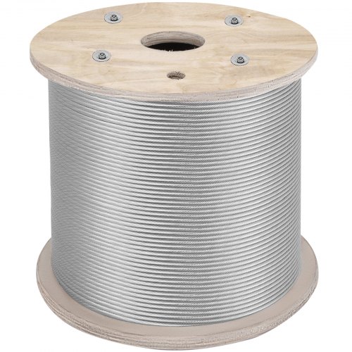 VEVOR 1/4" Stainless Steel Cable 200FT, T304 7x19 Tighter Core Cable Railing System Wire Rope Aircraft Deck Railing Kit Fence Wire