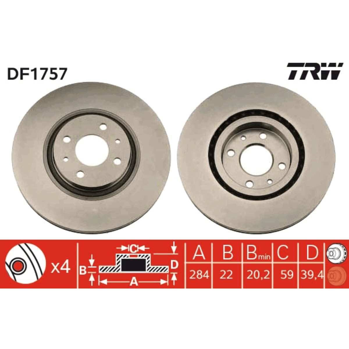 Jarrulevy TRW DF1757
