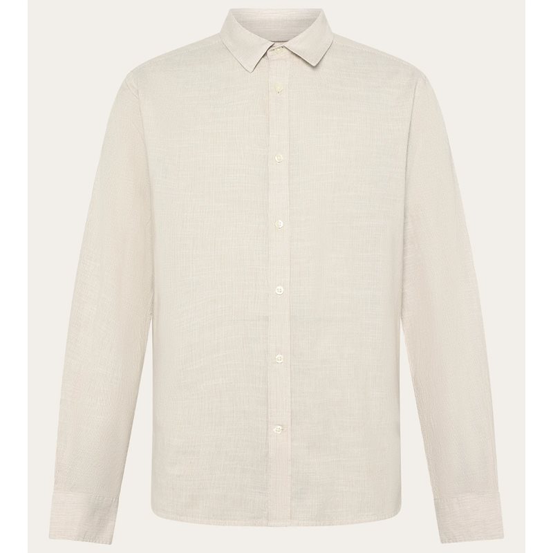 KnowledgeCotton Apparel Dune Regular Stripe Shirt Creme Stripe - S