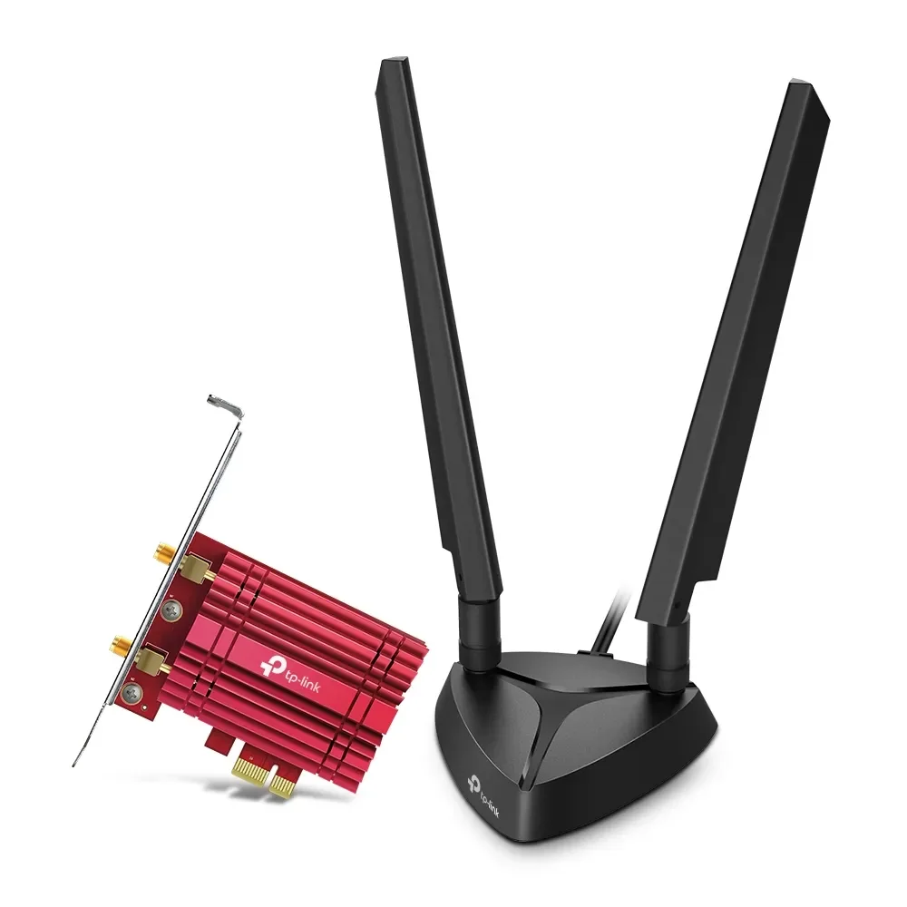 TP-Link Archer TXE75E, Sisäinen, Langaton, PCI Express, WLAN / Bluetooth, 5400 Mbit/s, Musta, Punainen