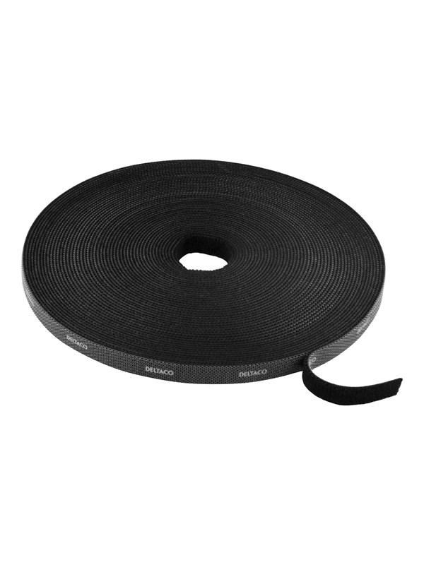 Deltaco Velcro Cable Tie Roll - 15m - Black