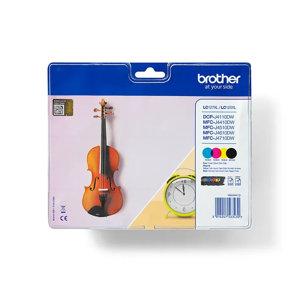 Brother LC127XLVALBP XL-mustekasettipakkaus, musta, syaani, magenta, keltainen, 4 kpl