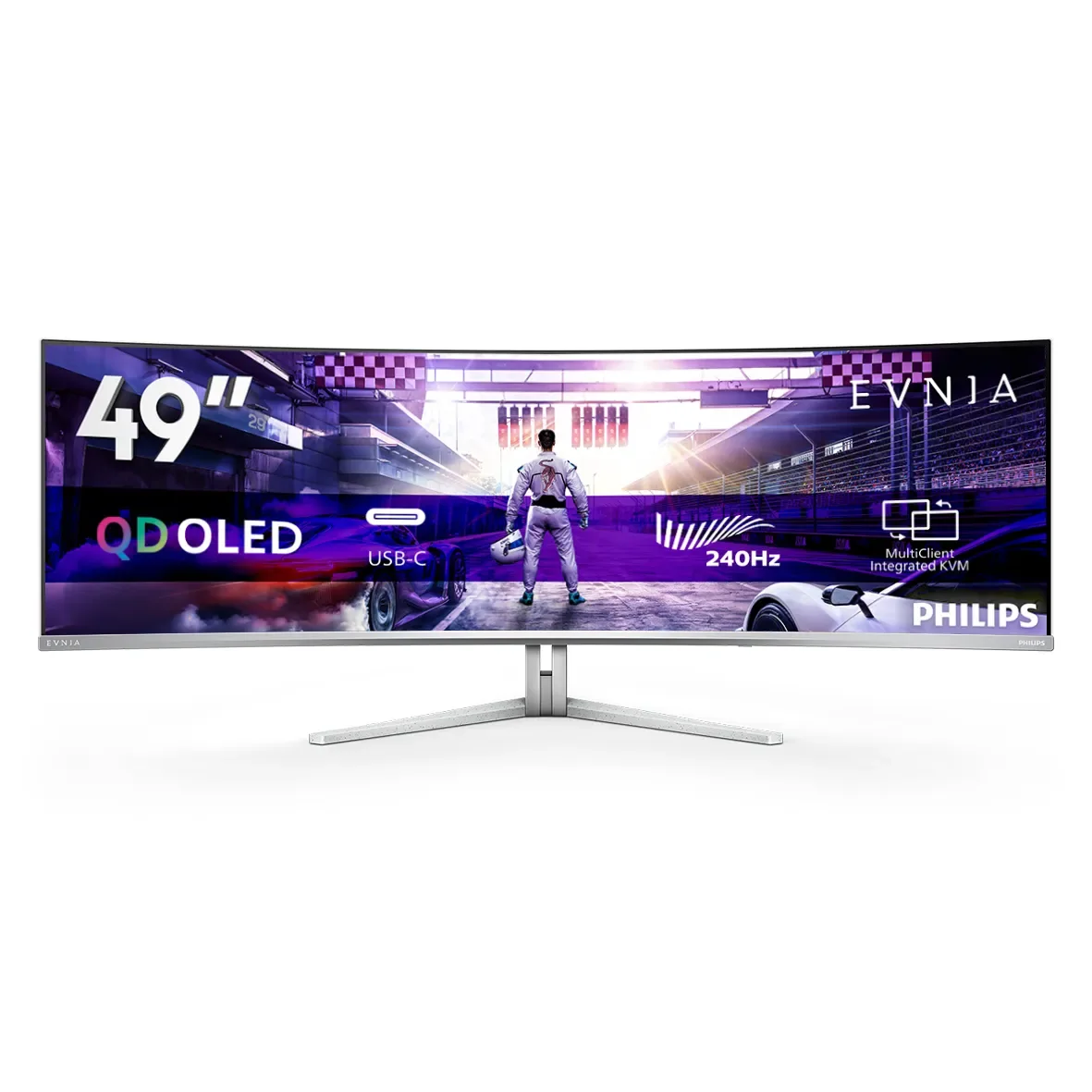 Philips Evnia 8000 series 49M2C8900 49" Dual QHD, OLED, 240Hz, HDR, USB-C hub -kaareva pelinäyttö