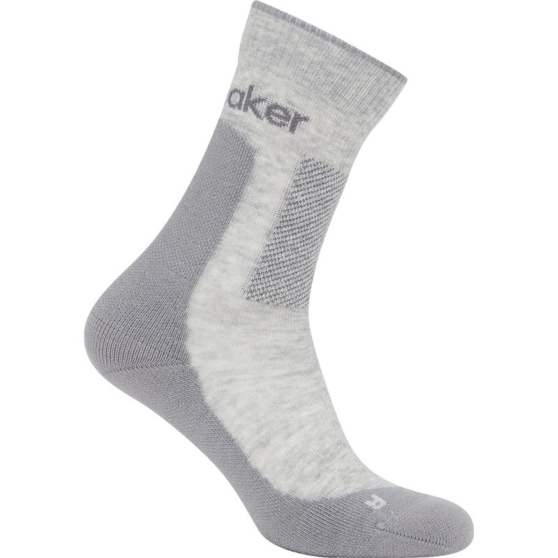 Icebreaker Women Merino Hike+ Medium Crew Blizzard Hthr/Alloy - L