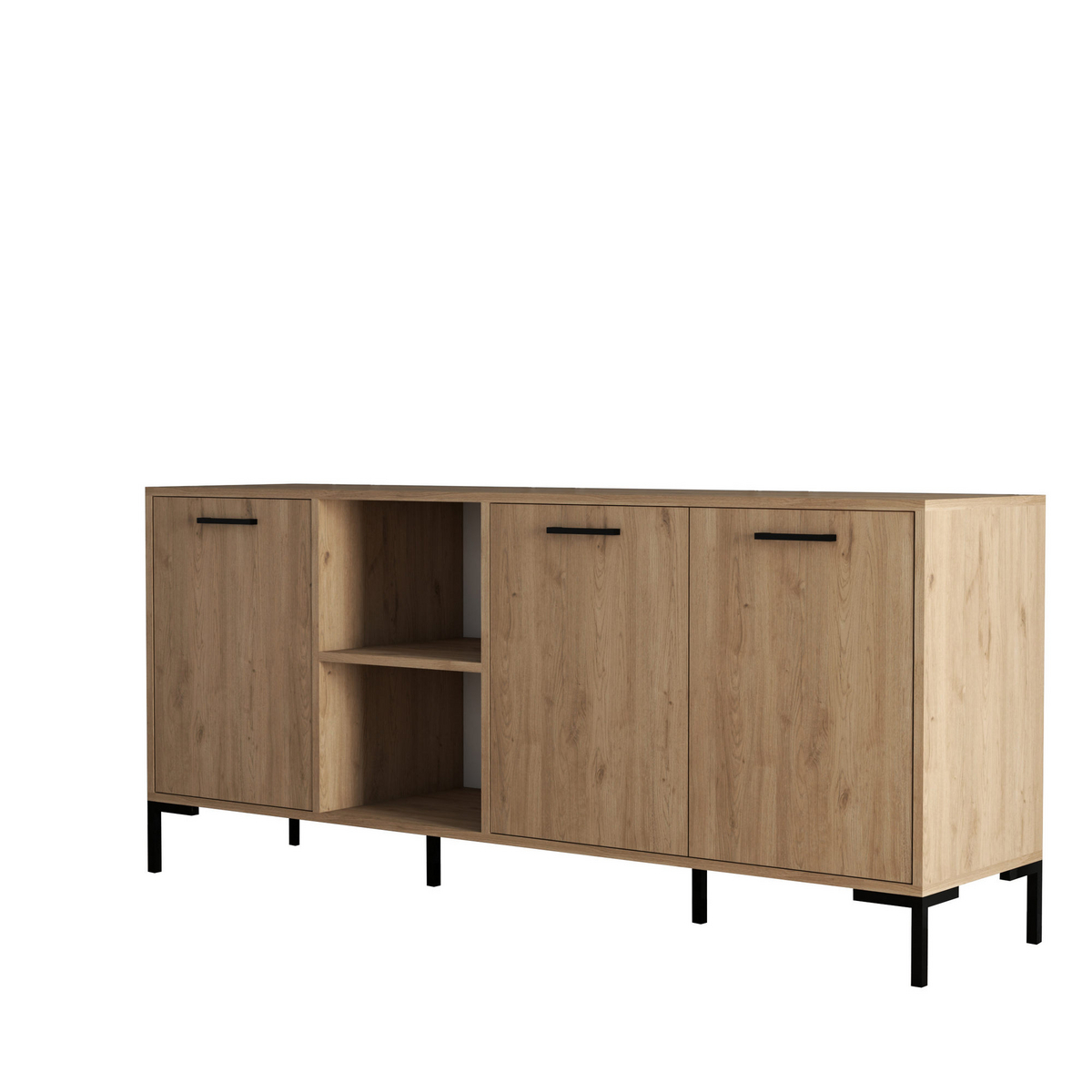 Norda Design Moderni tamminen konsolipöytä metallijaloilla, 180x80x45 cm | 100 % melamiinipinnoitettu, seinälle asennettava, tyylikäs muotoilu
