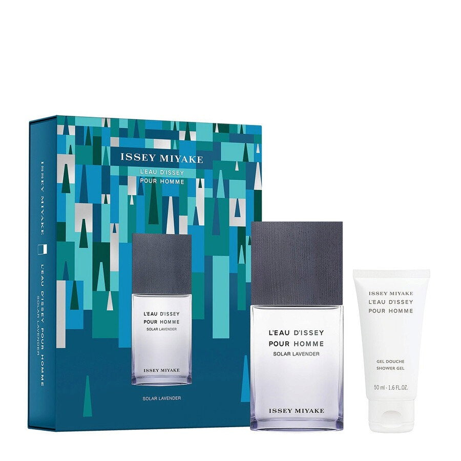 Setti Issey Miyake: L'Eau d'Issey kosteuttava suihkugeeli kaikille ihotyypeille 50 ml + L'Eau D'Issey Pour Homme Solar Lavender Eau De Toilette miehil