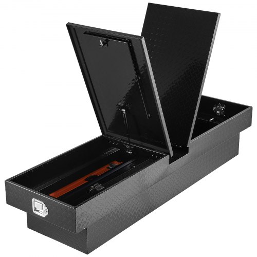 VEVOR Crossover Truck Tool Box, 70x20x13 In, Heavy Duty Aluminum Toolbox with Diamond Texture, Pick Up Truck Bed RV Trailer Toolbox, Waterproof Storage Organizer with Lock, Keys, Side Handles, Black