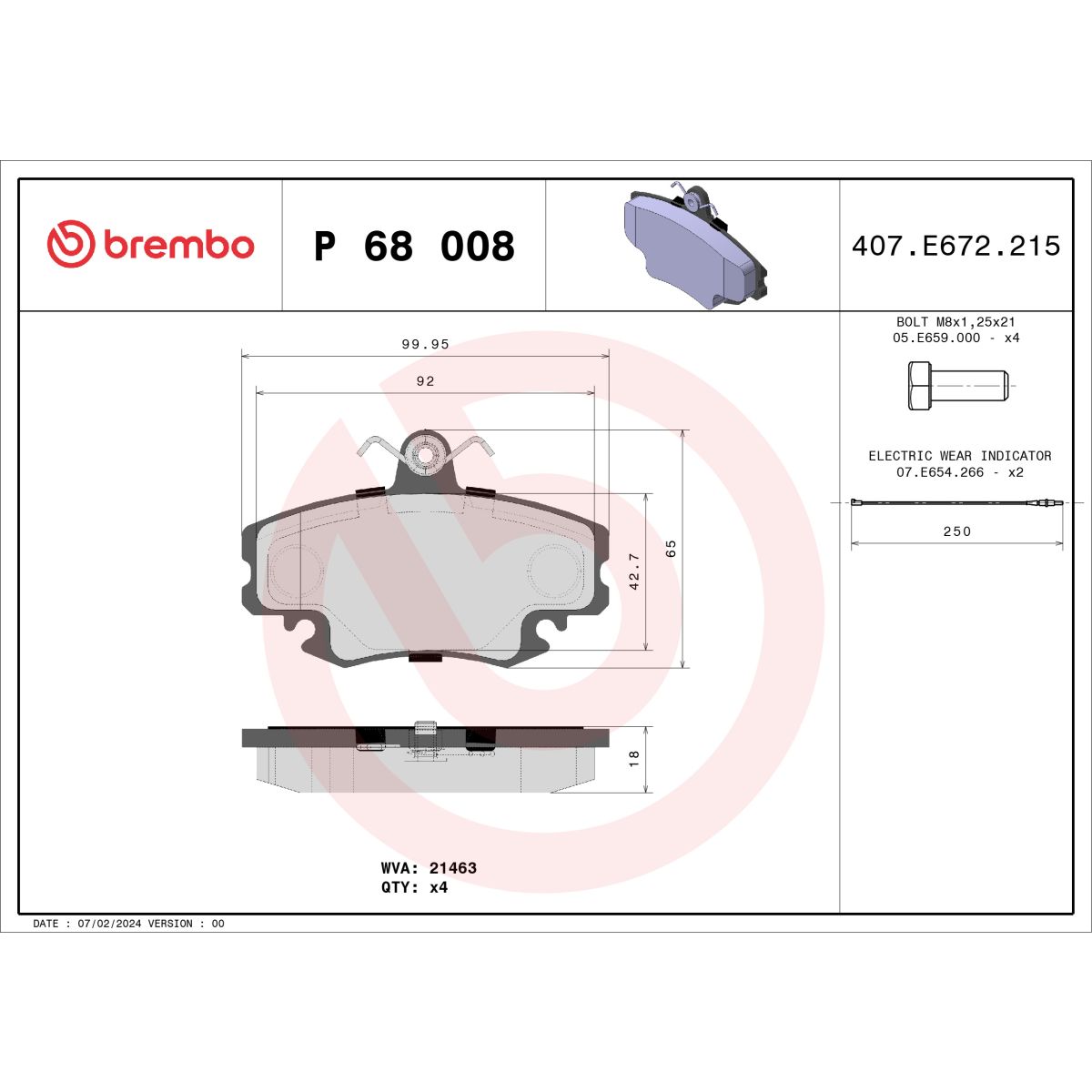Jarrupalat, levyjarru BREMBO P 68 008