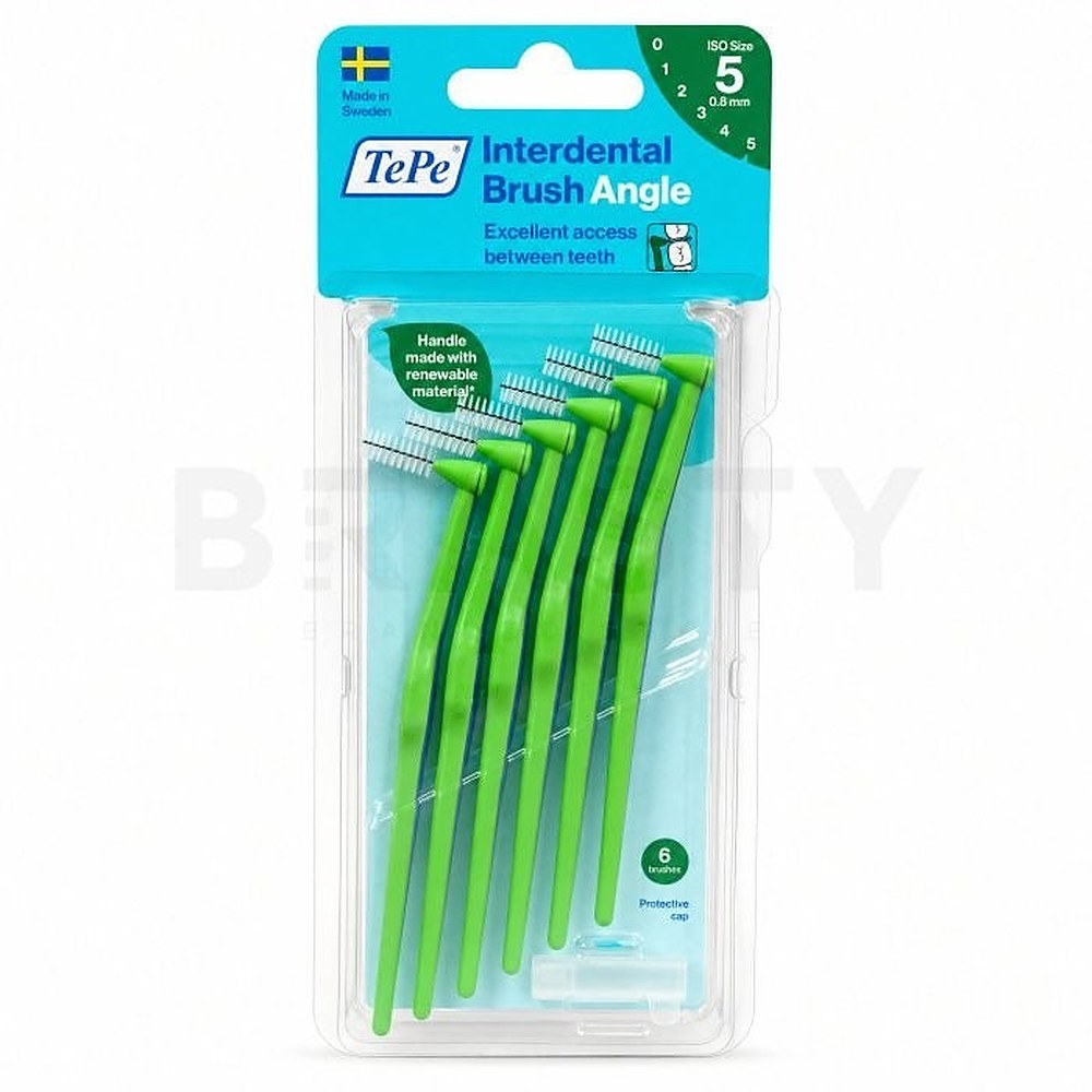 Tepe Kulmahammasväliharja (6 kpl) 0,8 mm vihreä