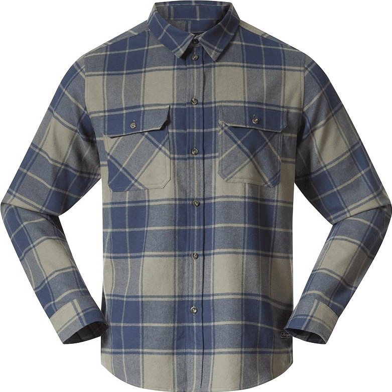 Bergans Nordmarka Flannel Shirt Men Green Mud/Navy Blue Check - M