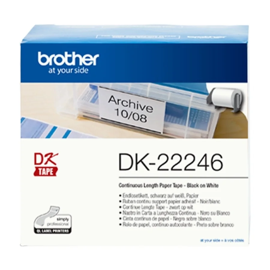 Brother Dk-22246 etikettien kirjoitusnauha, musta valkoisella