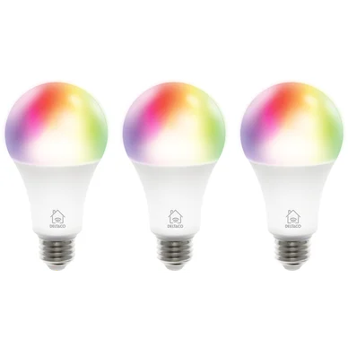 Deltaco Smart - LED light bulb - shape: A60 - E27 - 9 W - RGB/warm white/cold white light - 2700-6500 K - white (pack of 3)