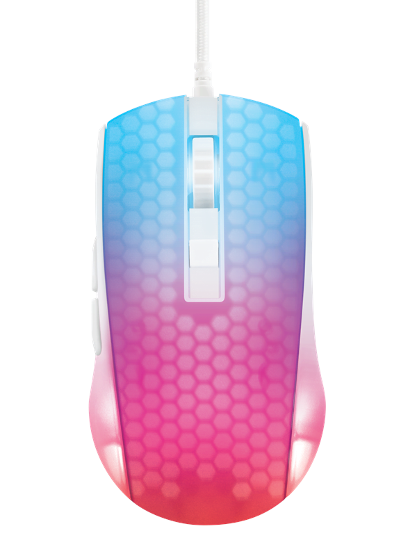 Deltaco GAMING DM310 Transparent RGB Ultralight Wired - Pelihiiri - 6 painiketta - Valkoinen