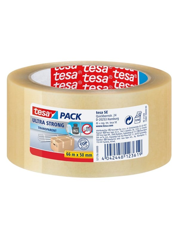 tesa pack Ultra Strong Packaging Tape 66m x 50mm Läpinäkyvä