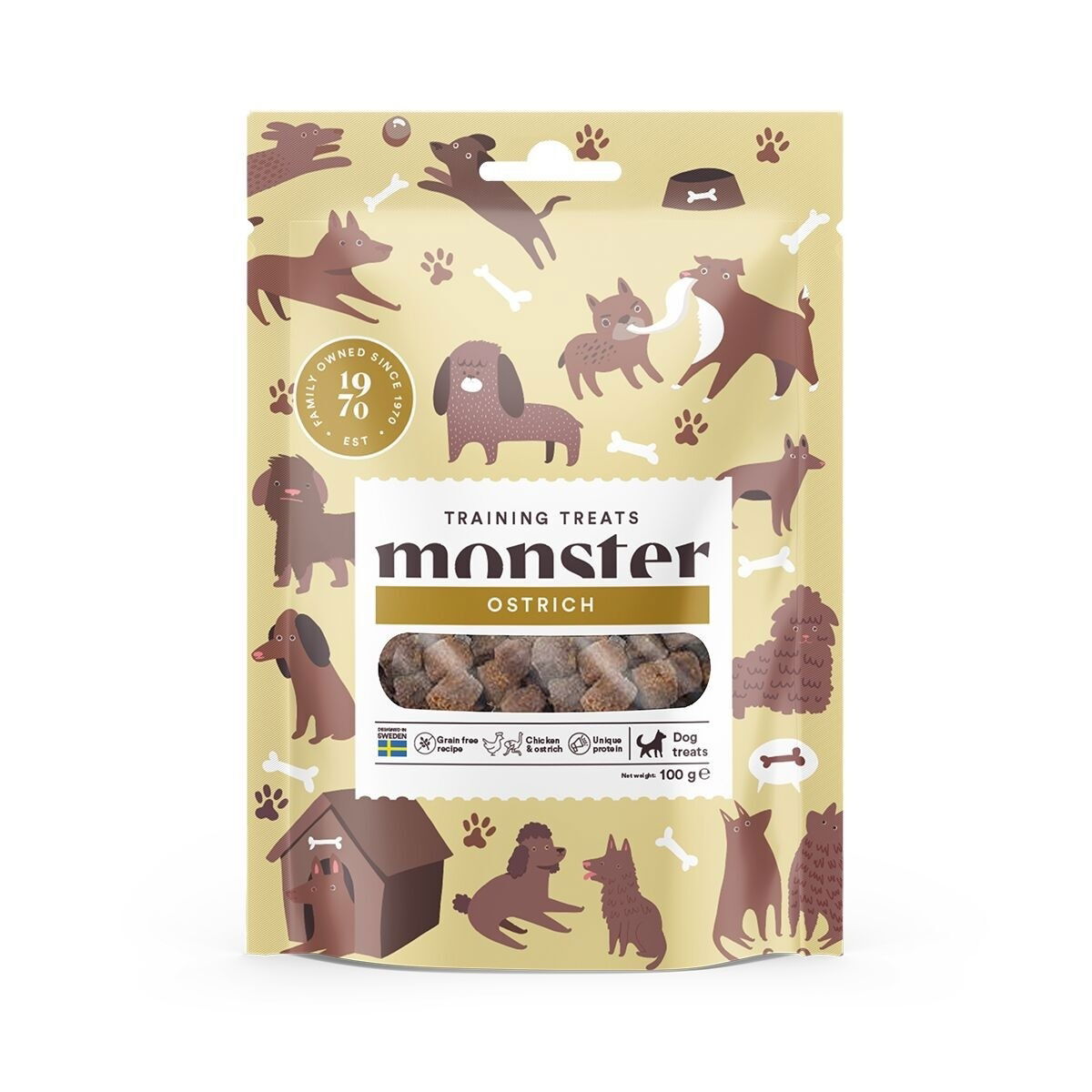 Monster Dog Training Treats kana & strutsi 100g