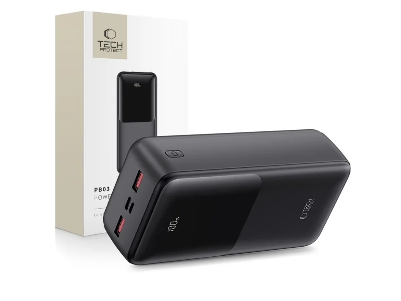 TECH-PROTECT PB03 powerbank 30000 mAh 22,5 W svart