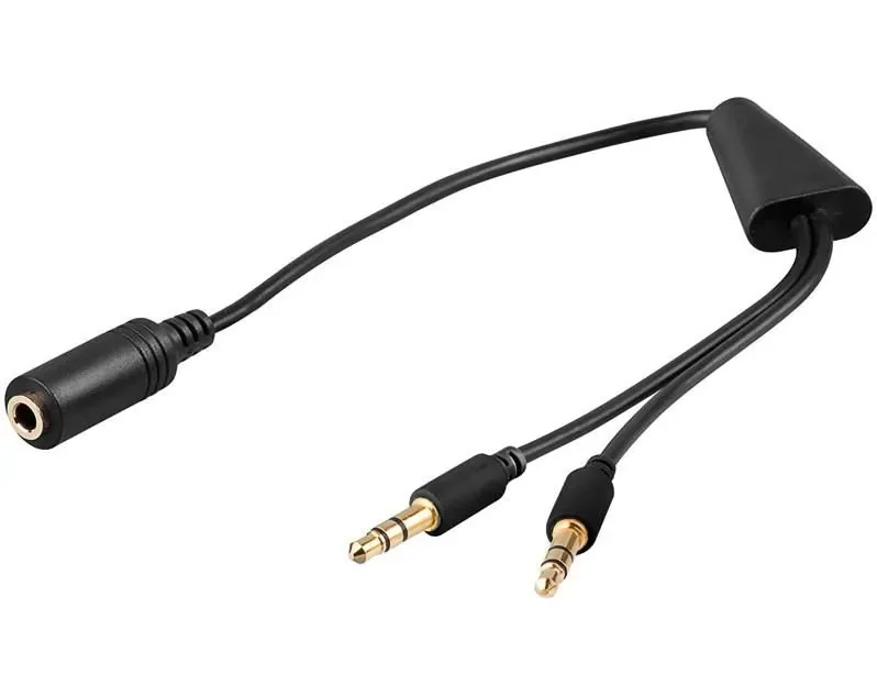 MicroConnect AUDAL 2x 3,5 mm uros – 3,5 mm naaras -äänisovitinkaapeli, 40 cm, musta