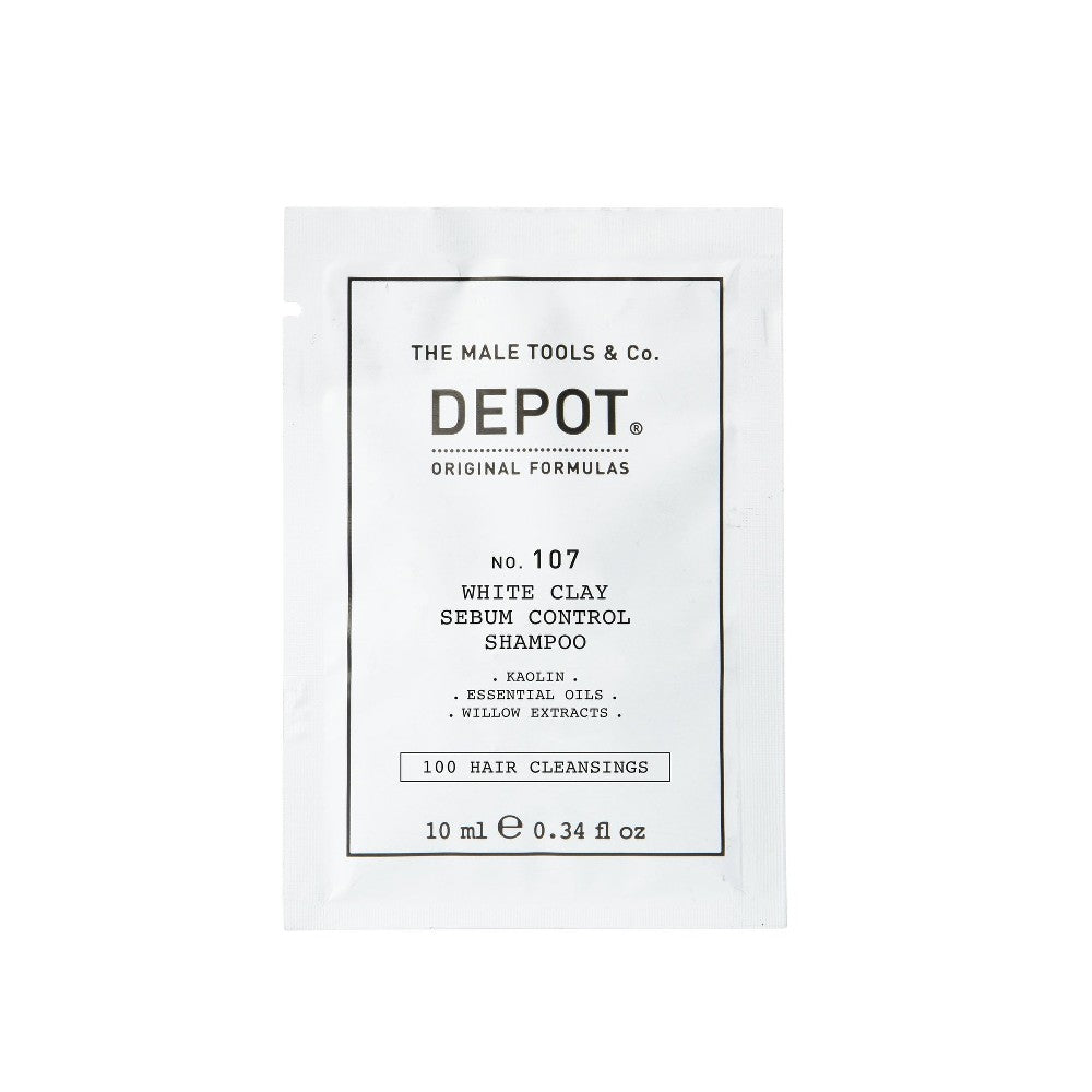 Depot Nro 107 Talirauhasten Eritystä Hallitseva Shampoo, Valkosavi, 10 ml