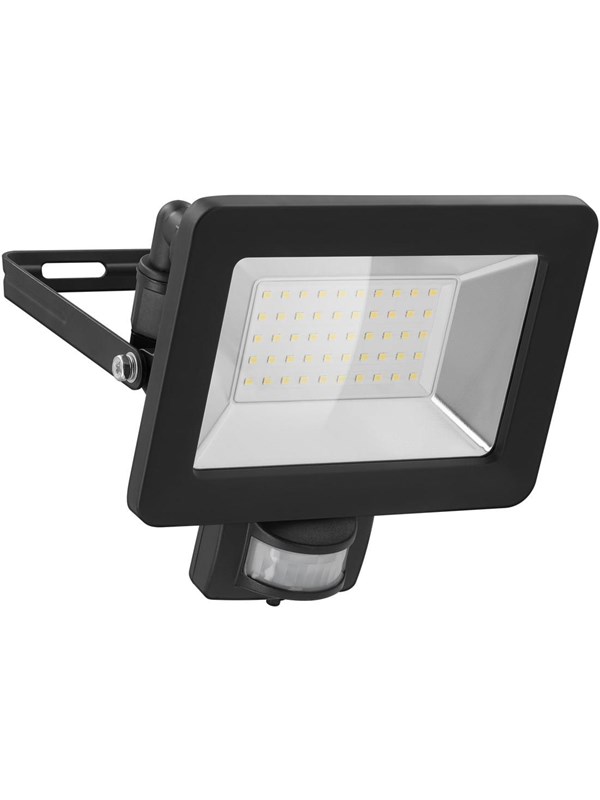 Goobay LED-strålkastare för utomhusbruk, 50 W, med rörelsedetektor med 4250 lm, neutralt vitt ljus (4000 K), PIR-sensor med ON/OFF-funktion och M16 kabelgenomföring, lämplig för utomhusbruk (IP44)