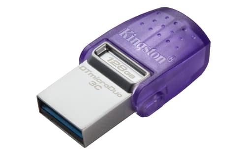 Kingston DataTraveler microDuo 3C G3 USB 3.2 Gen 1 128 Gt -muistitikku, hopea/purppura