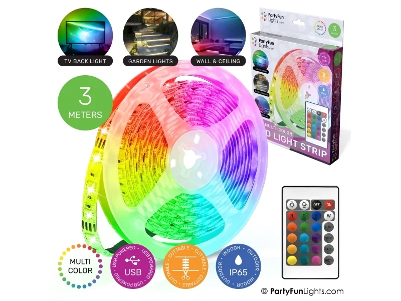 USB LED Light Strip - 3m Including Remote Control