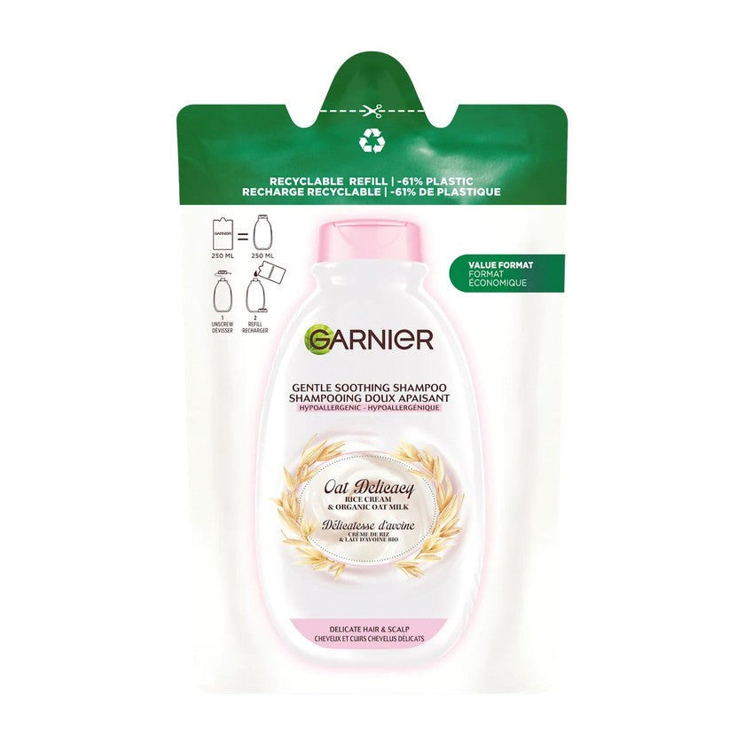 Garnier Shampoo Refill 250 ml Rauhoittava Kauramaidolla Hellävarainen