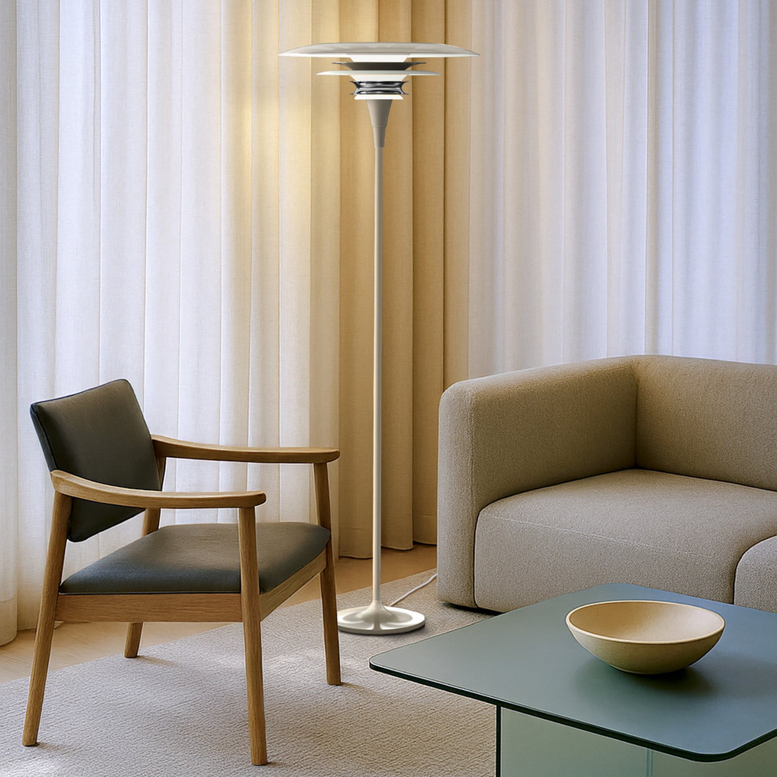 Diablo lattiavalaisin, korkeus 149 cm, greige, metalli, E27 - Belid - Olohuone - Design - Yksilamppuinen