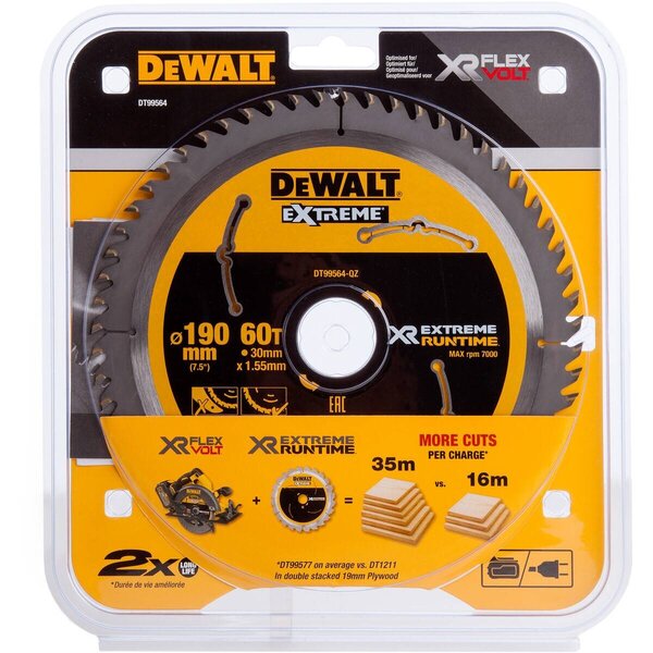 Dewalt XR Extreme Runtime Circular Saw Blade 190mm Bore 30mm 60T