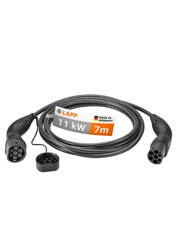 LAPP MOBILITY Laddkabel Typ 2, upp till 11 kW, 7 m, svart (5555934005) 20 A, 3-fas, för laddning av hybrid- och elbilar med Typ 2-anslutning