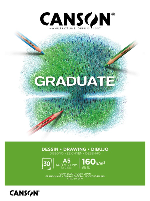 Piirustuspaperi A5-lohko 30 arkkia 160g, Canson Graduate