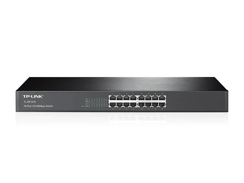 TP-LINK TL-SF1016 - 16-porttinen hallitsematon Fast Ethernet -räkkikytkin, musta