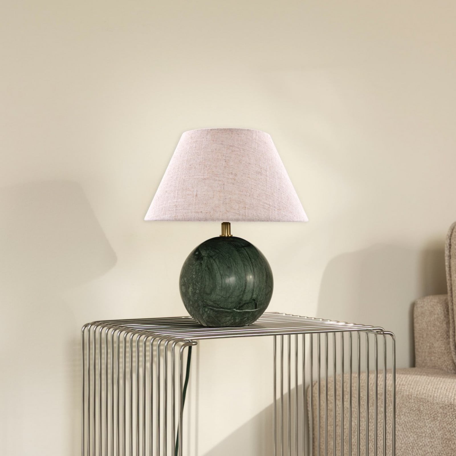 Castello pöytälamppu, vihreä/beige, korkeus 28 cm - Globen Lighting - Olohuone - Design - Kangas / tekstiili - Yksilamppuinen
