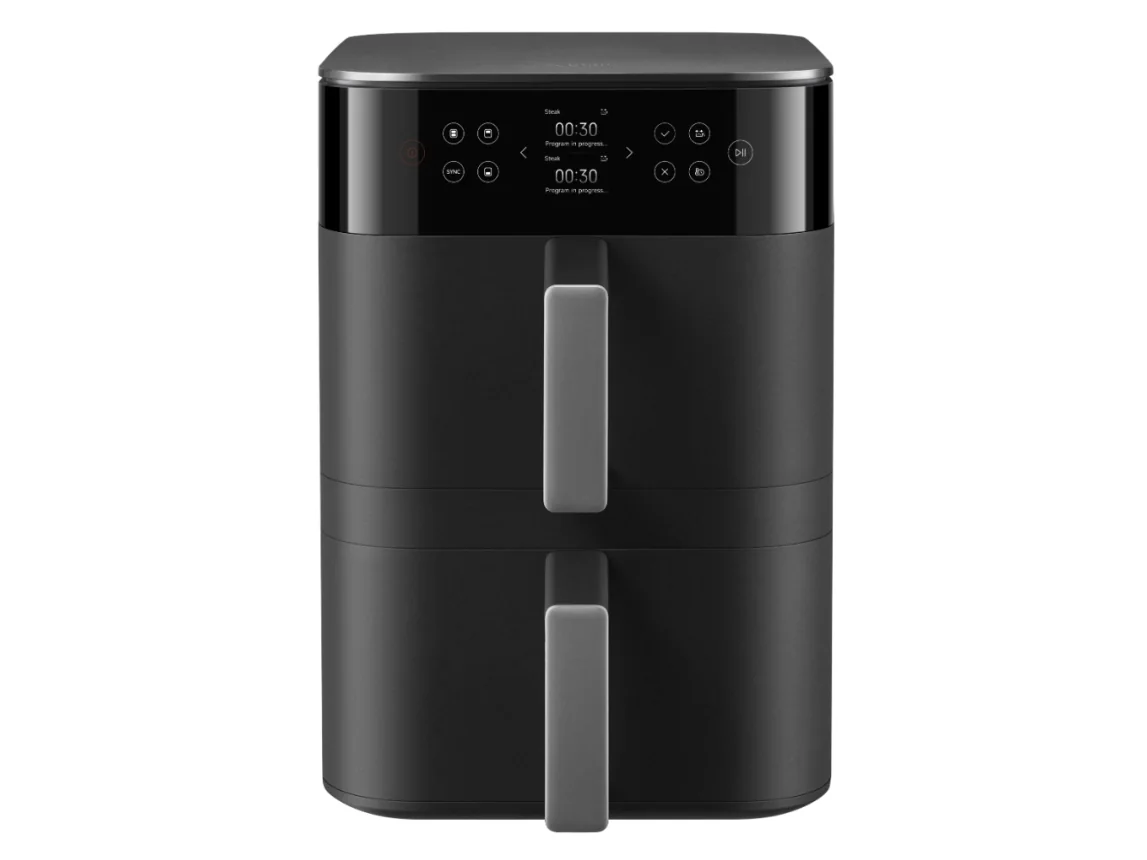 Xiaomi Smart Double Stack Air Fryer 12L, Kuumakiertoilmakypsennin, 12 L, 40 °C, 230 °C, Kaksois, musta