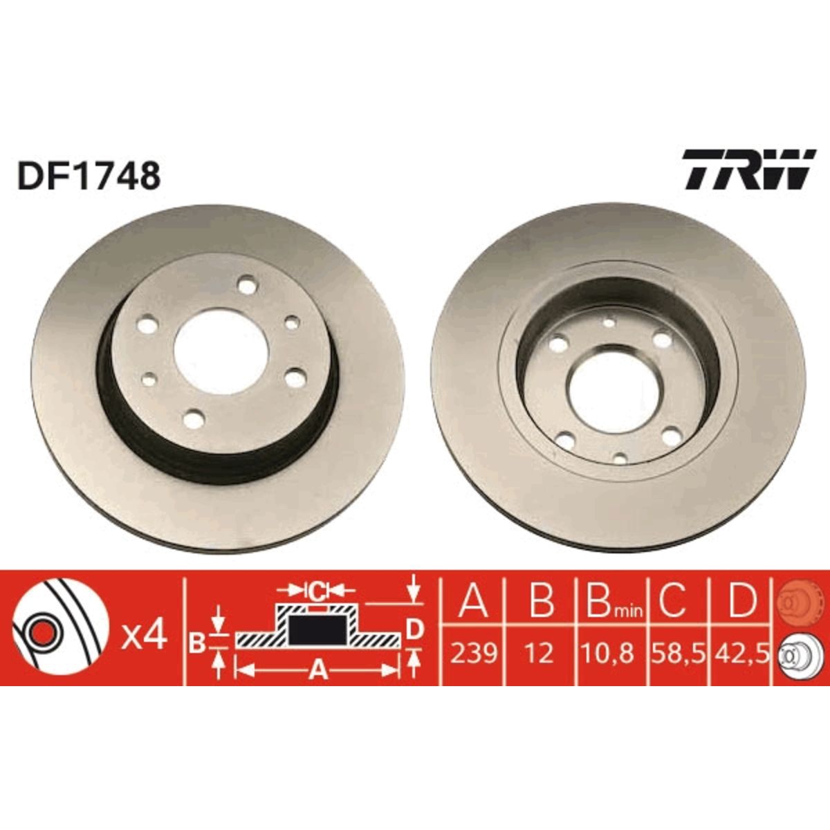 Jarrulevy TRW DF1748