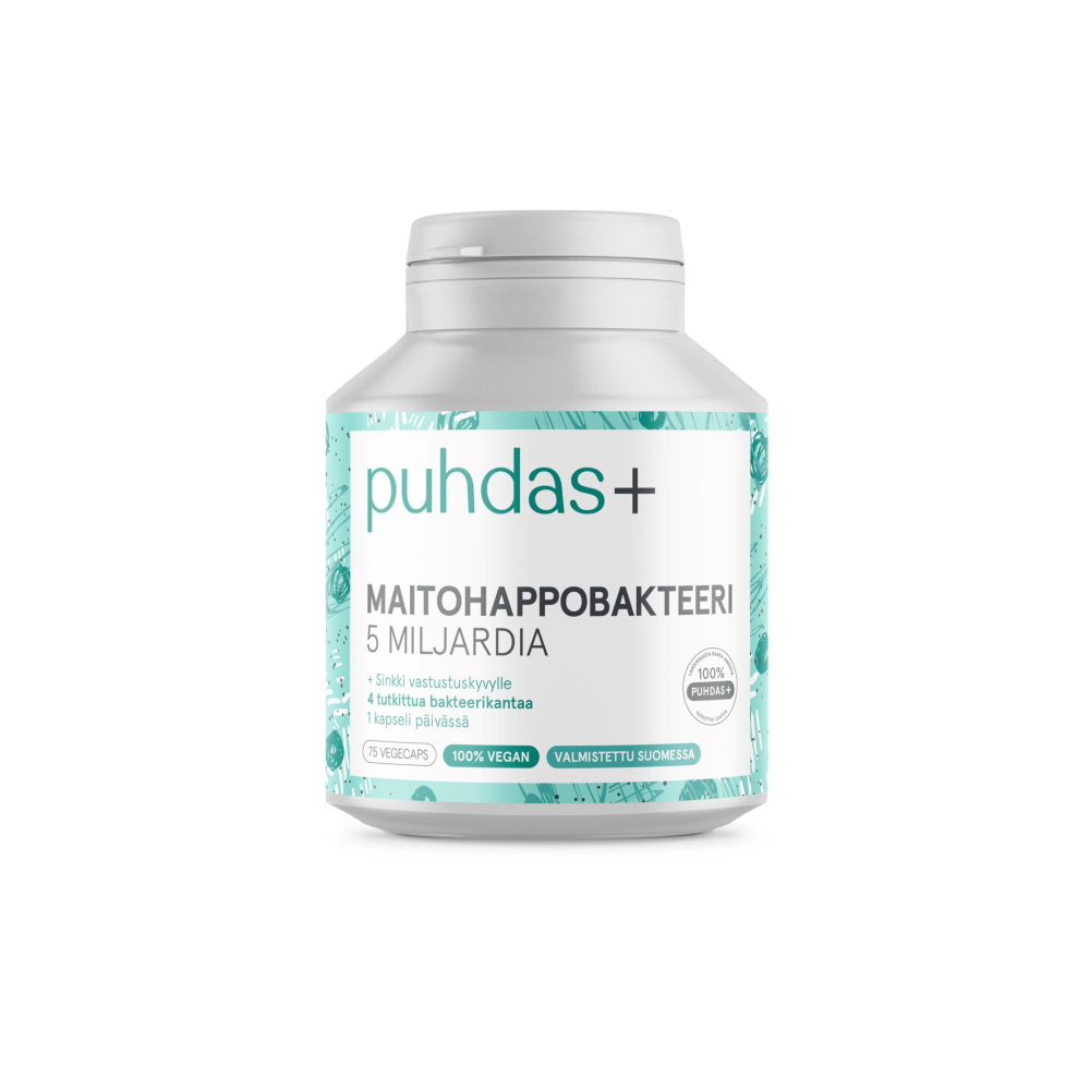 Puhdas+ Maitohappobakt 5 Mrd vegekaps 75 kpl