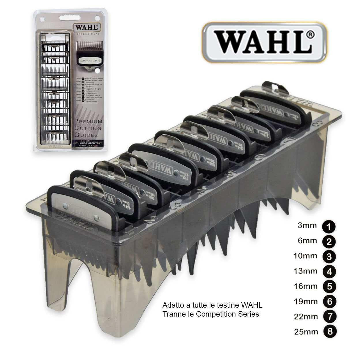 Wahl Set Rialzi 3-25 mm Nero 8 pezzi Premium Organizer — Set rialzi per tosatrice