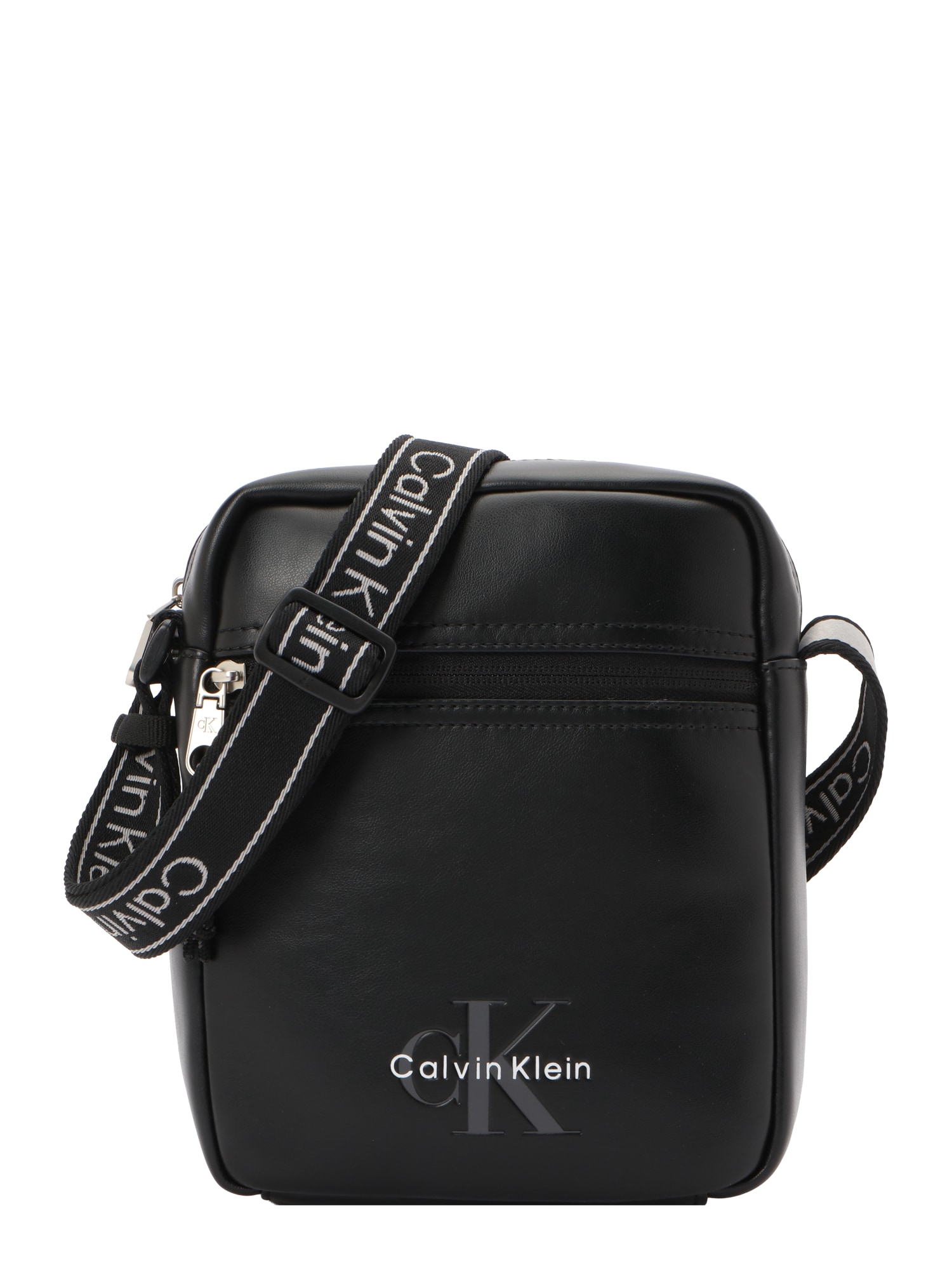 Calvin Klein Olkalaukku 'Monologo Webbing Strap' harmaa / musta / valkoinen