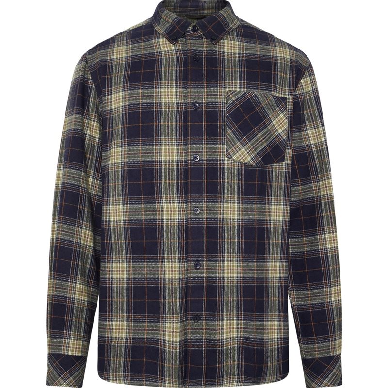 KnowledgeCotton Apparel Organic Cotton Checked Flannel Shirt GOTS Blue Check - M