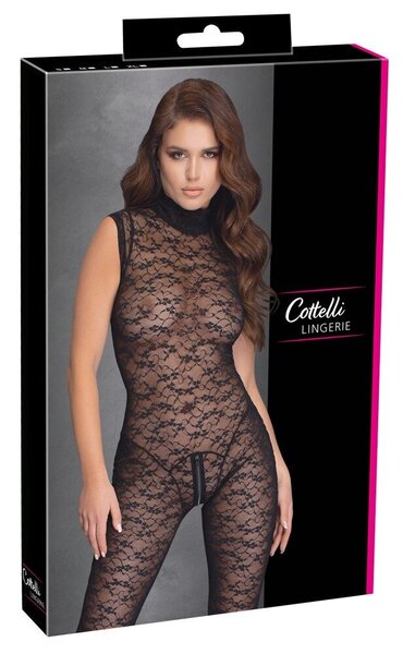 Jumpsuit kukkakuviolla ja vetoketjulla - Musta
