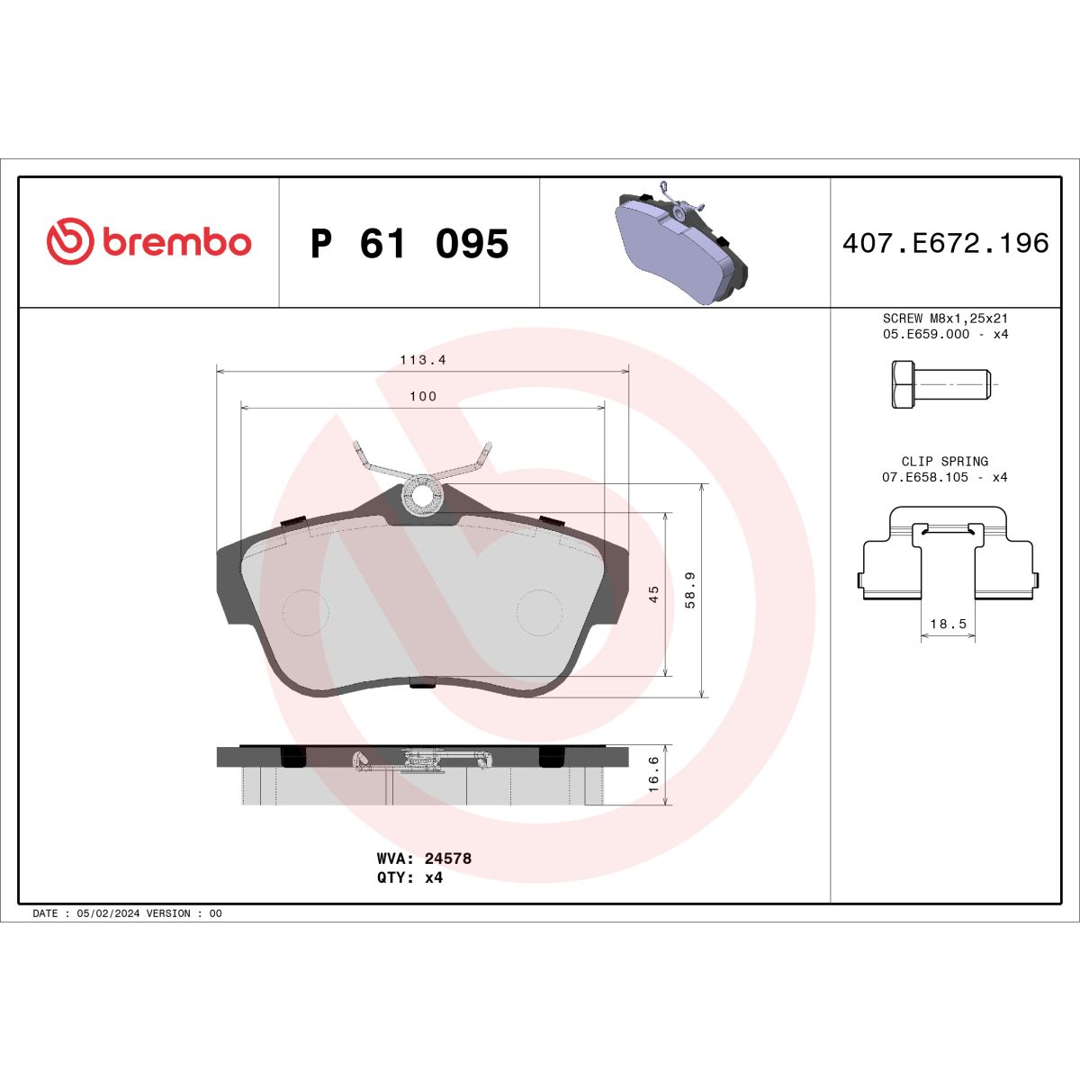 Jarrupalat, levyjarru BREMBO P 61 095