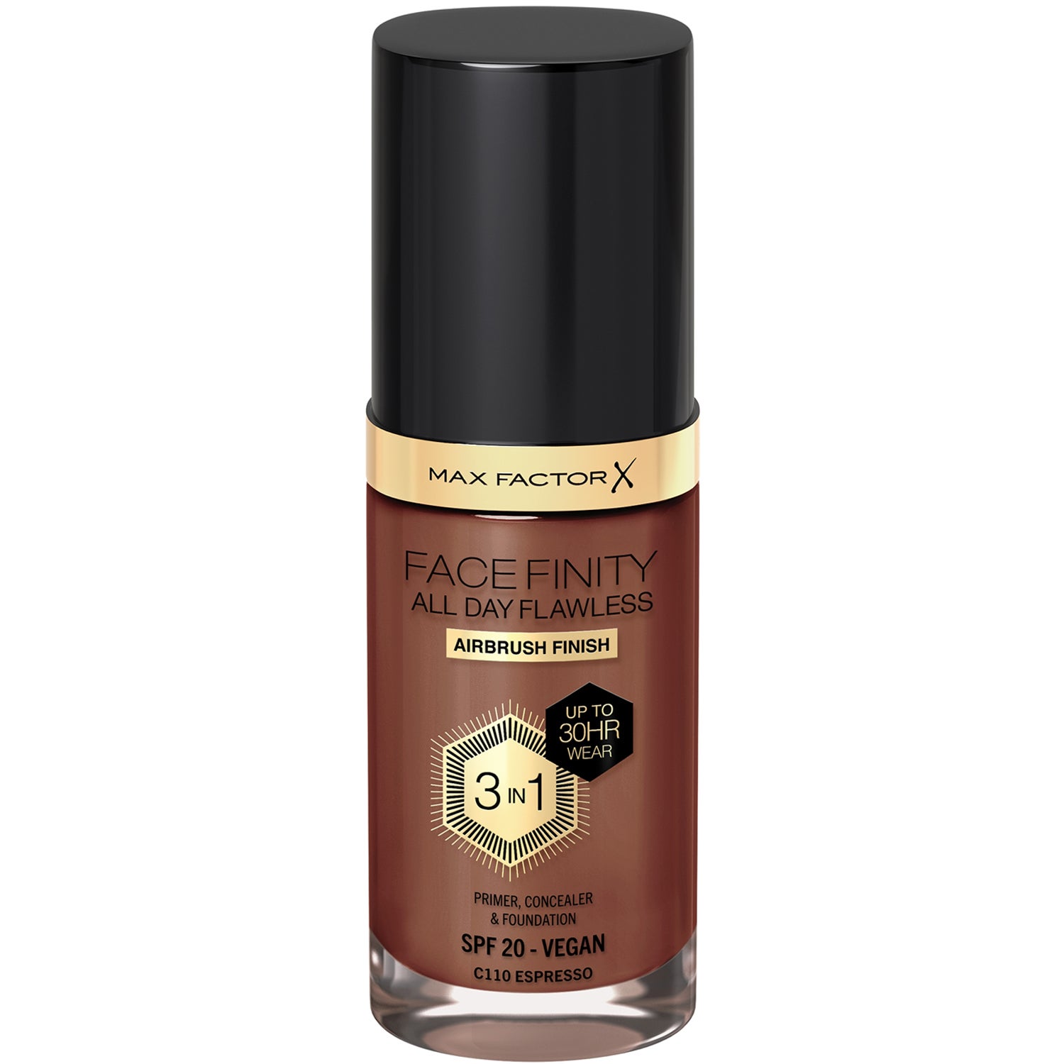 Max Factor Facefinity All Day Flawless 3‐in‐1 Foundation C110 Espresso 30 ml