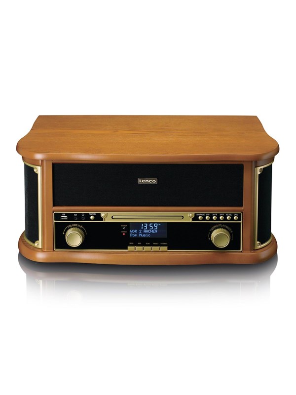 Puinen retrolevysoitin Bluetoothilla ja DAB+-radiolla