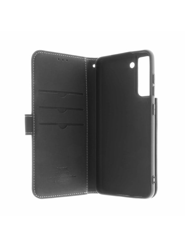 Insmat Exclusive Flip Case -lompakkokotelo, Samsung Galaxy S21 FE 5G, musta