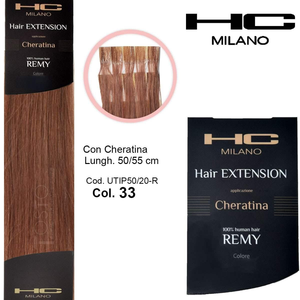 Hc Milano Remy-keratiinihiuspidennys 50/55 cm 20 kappaletta Väri 33 Kuparinvaalea 7,4