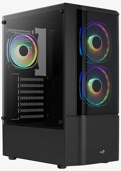 AeroCool Quantum-miditornikotelo ikkunalla, RGB-valaistuksella, musta