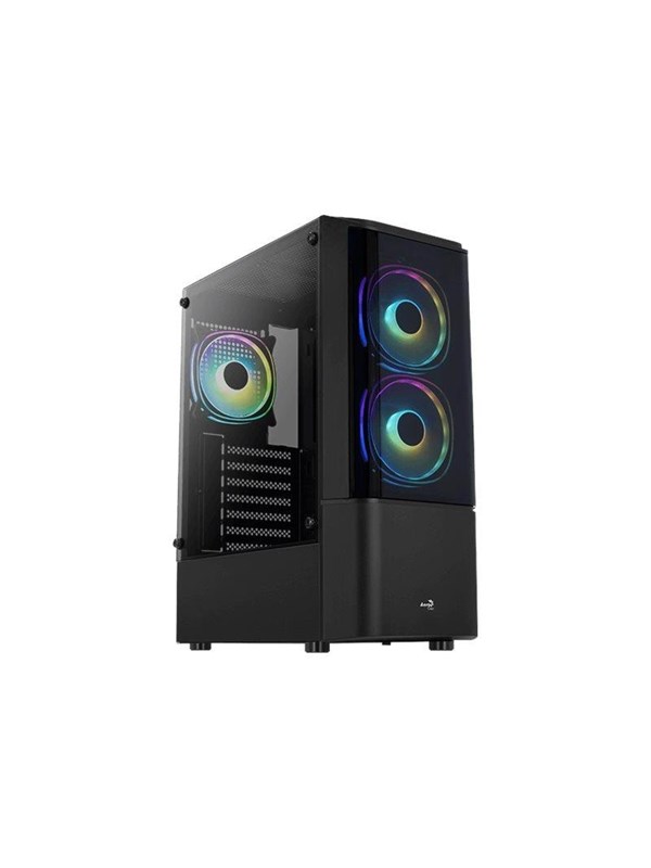 AeroCool Quantum-miditornikotelo ikkunalla, RGB-valaistuksella, musta